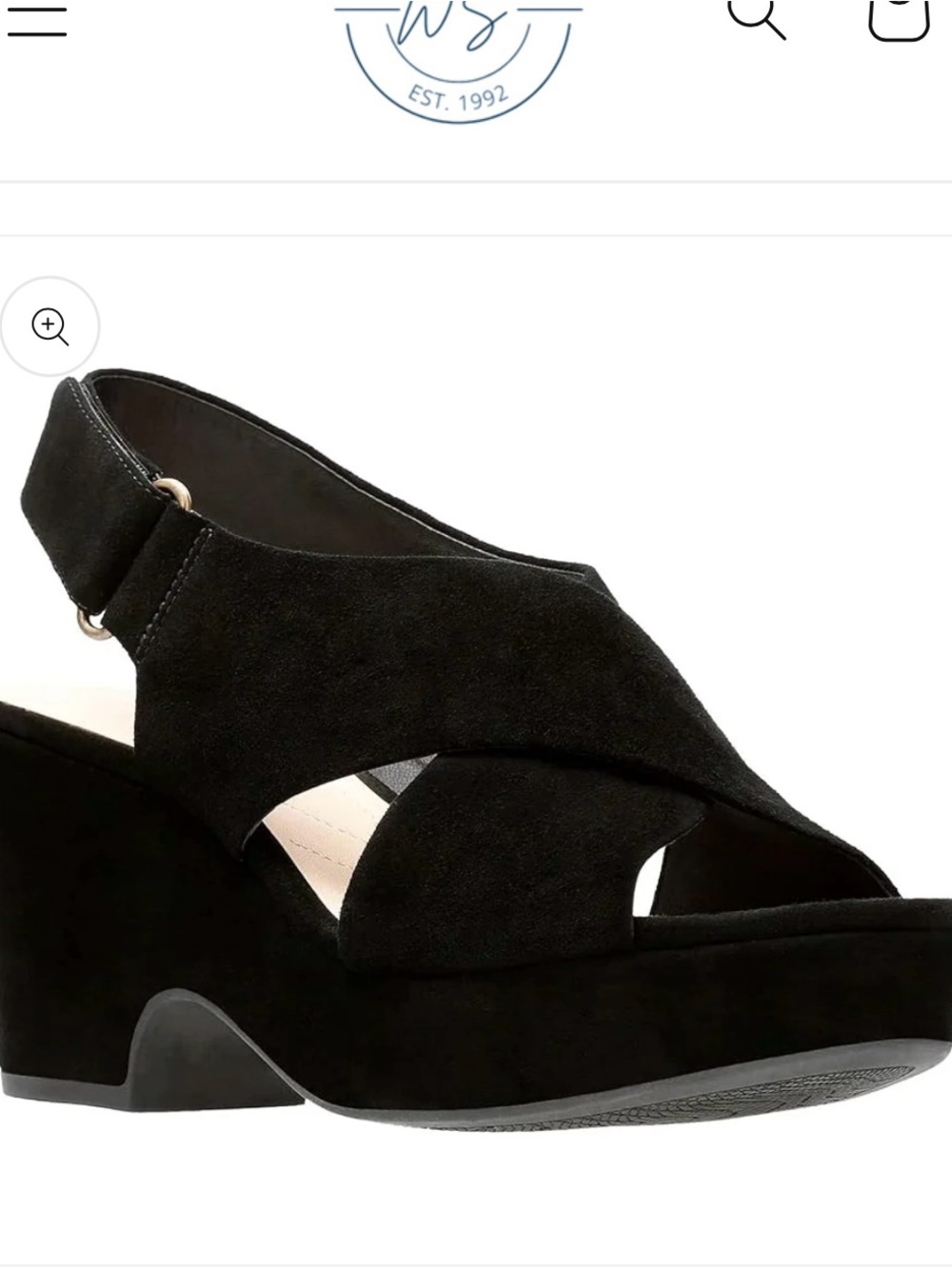 Clarks Black Suede Slingback Wedge Sandals